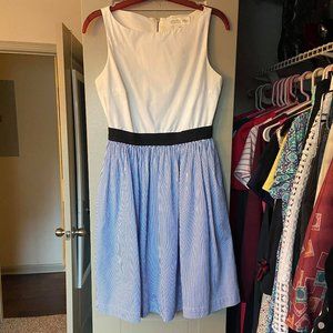 Kate SpadeA-line White and Blue Striped Dress sz 0